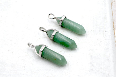 Green Aventurine Gemstone Pendants, 8x38mm, Free Form Pendant, Sold As 1 Piece.